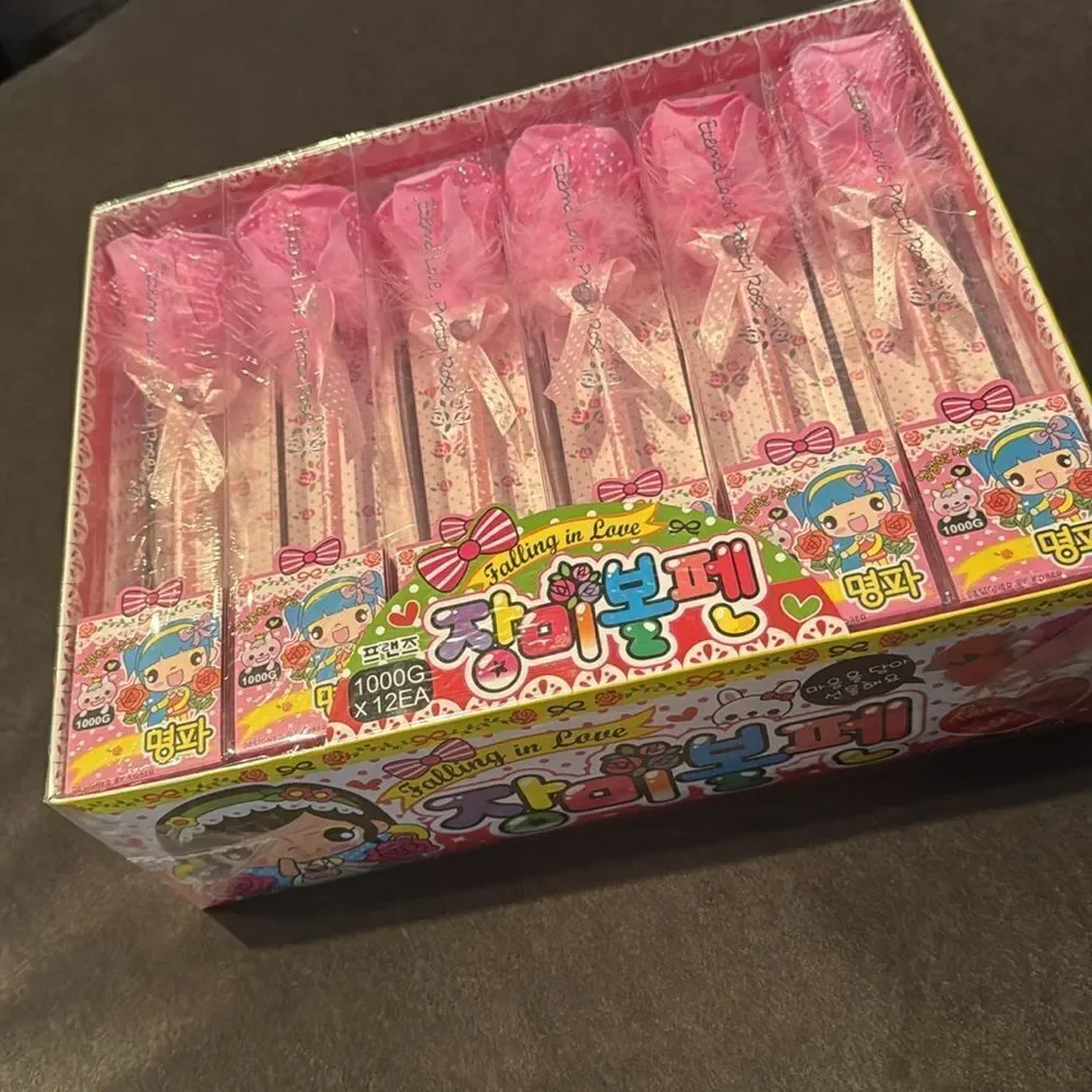 Novelty Pink Rose Birthday Valentines Gift Pens 12 Pack (Individually Boxed) NEW